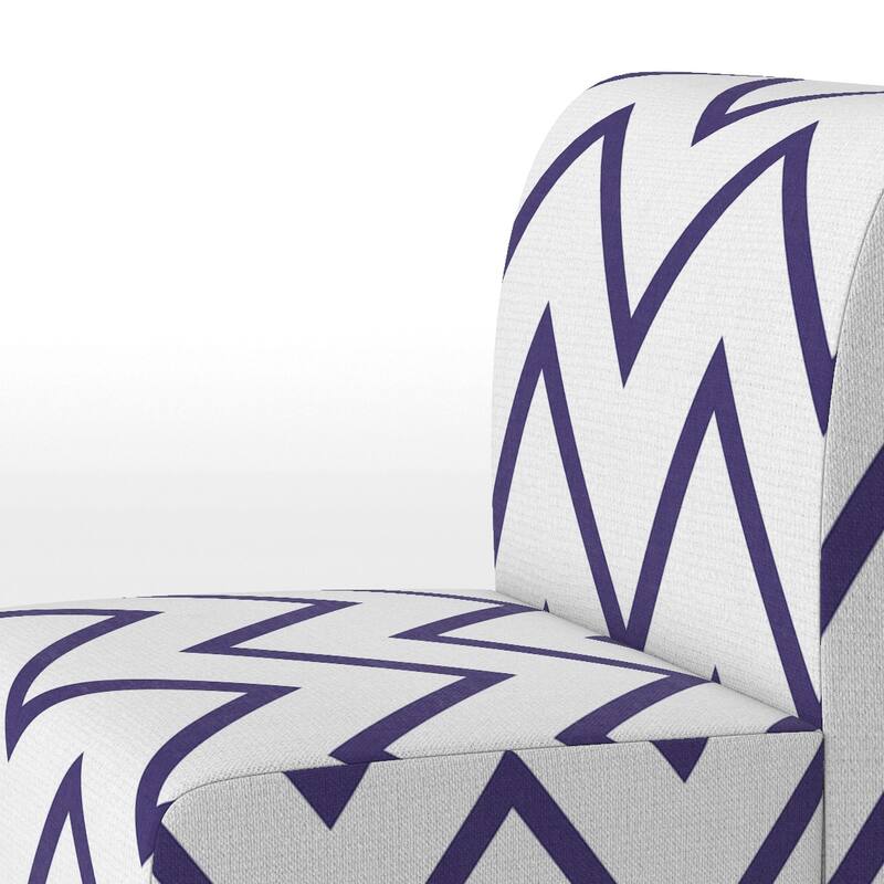 Designart "Blue Zigzag Chevron " Upholstered Patterned Accent Chair and